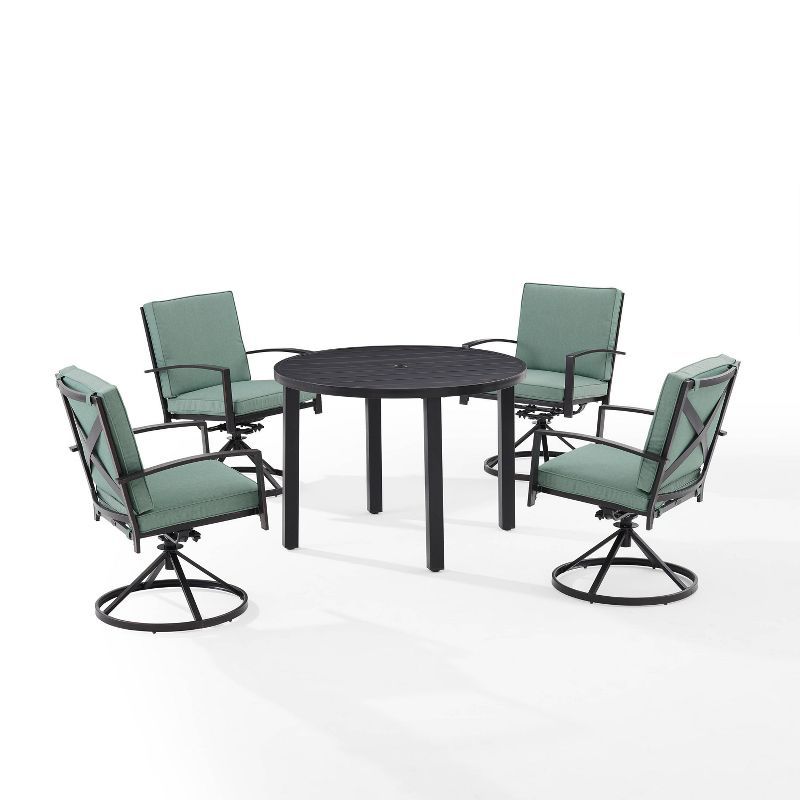 Kaplan 5-Piece Mist Green Steel Swivel Patio Dining Set