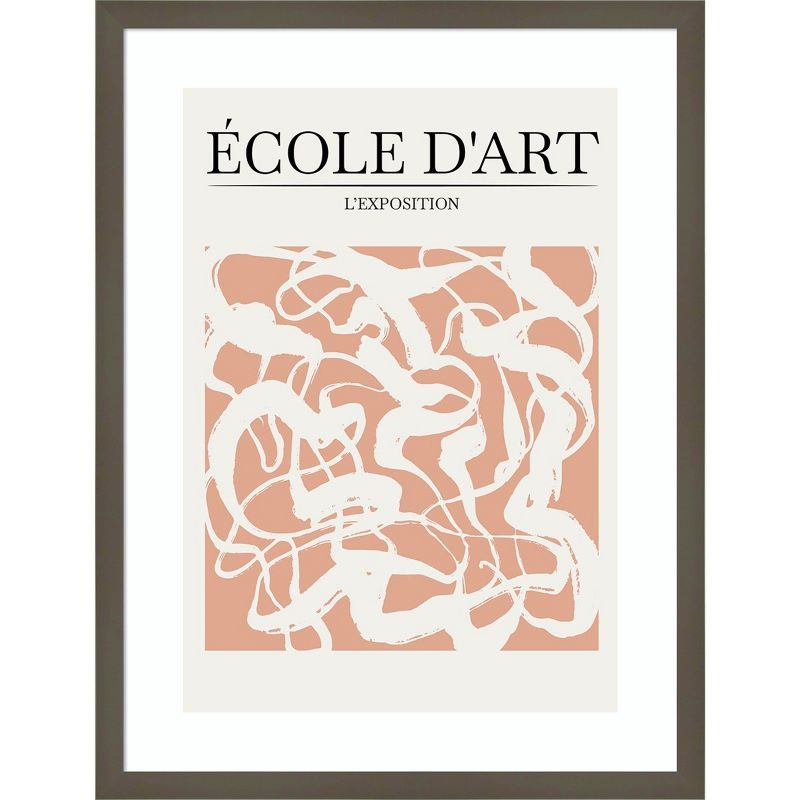 Ecole d'Art Abstract Peach and White Framed Print