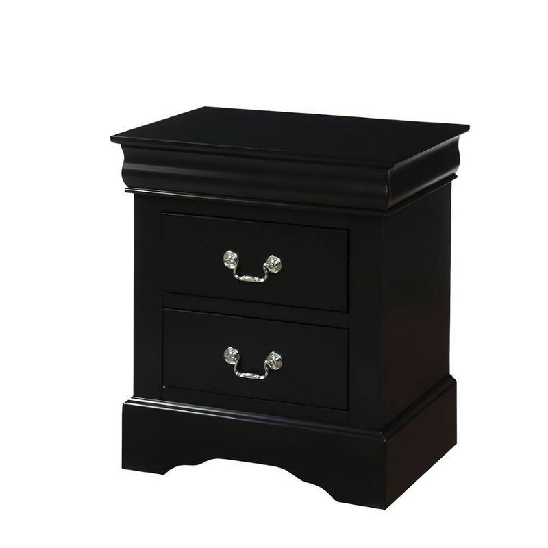 Louis Philippe III Classic Black 2-Drawer Nightstand