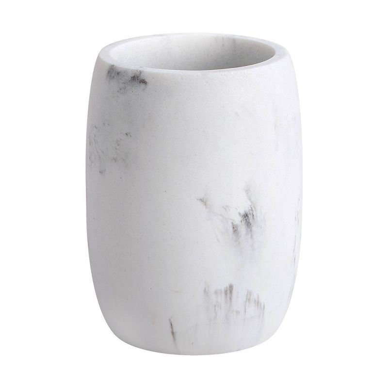 Legends White and Gray Marble Resin Bathroom Tumbler