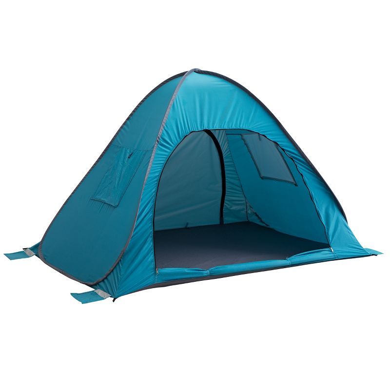 Blue 2-Person Pop-Up Beach Tent with Carry Bag