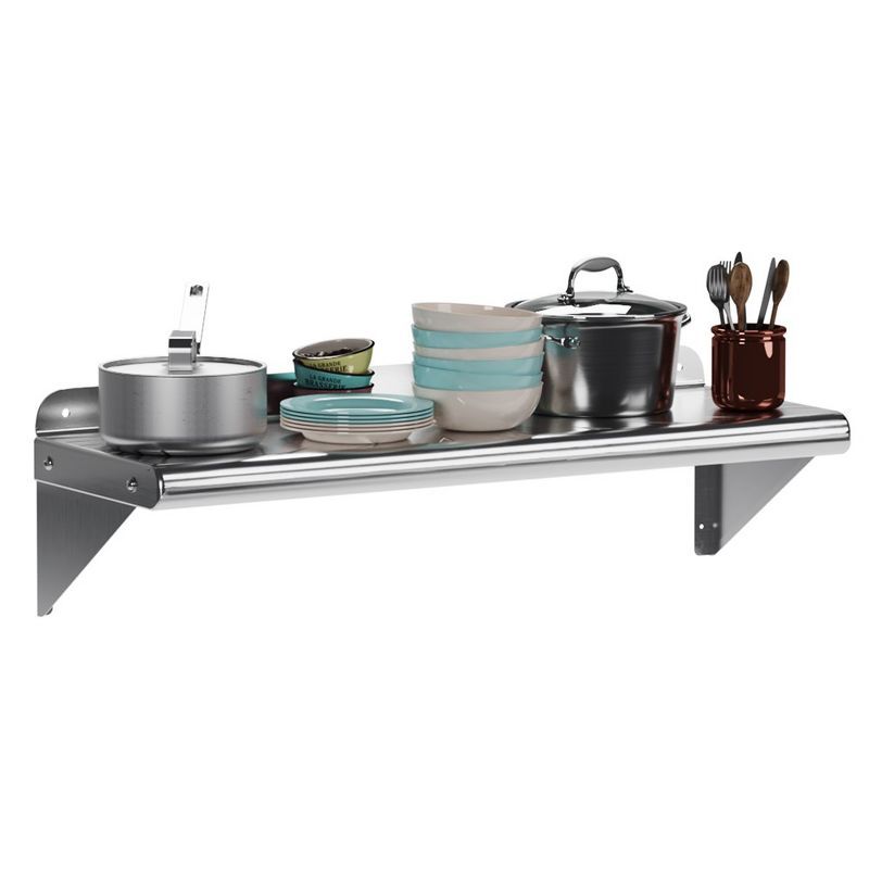 Whizmax 12" x 72" Stainless Steel Wall Mount Shelf with Backsplash