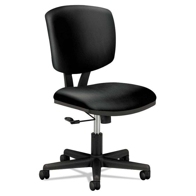 Black Leather Adjustable Task Office Chair with Swivel