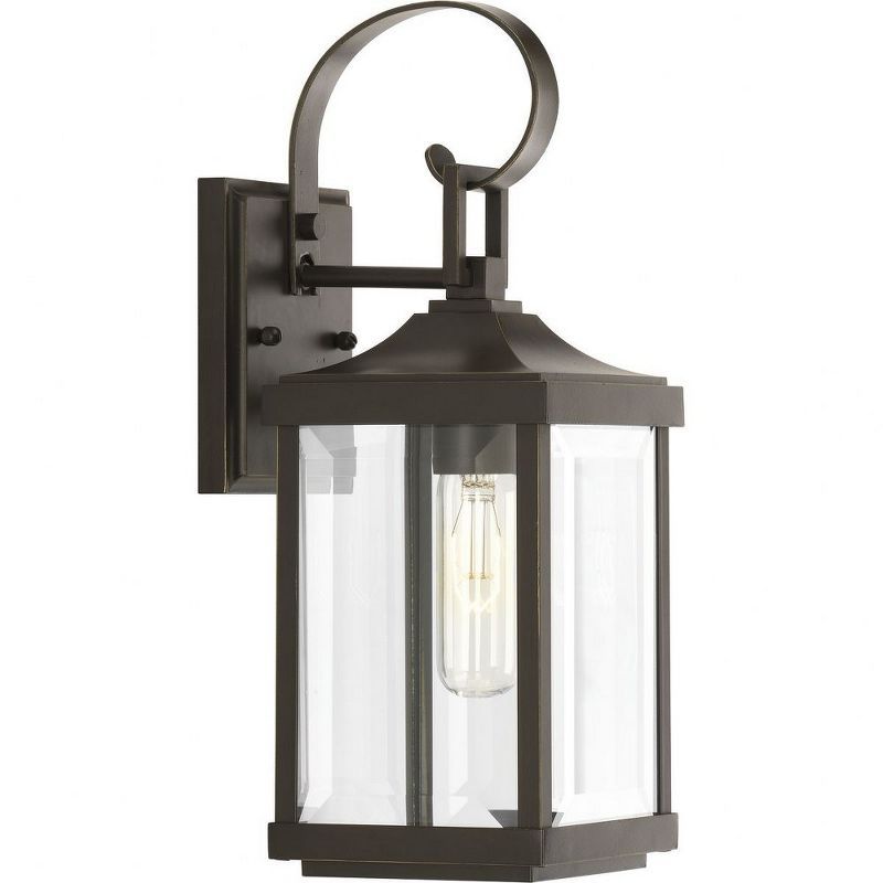 Elegant Bronze Lantern Wall Light with Clear Beveled Glass