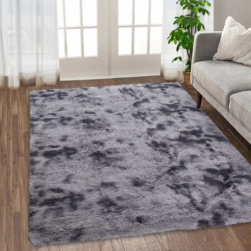 Dark Grey 8' x 10' Abstract Shag Synthetic Area Rug