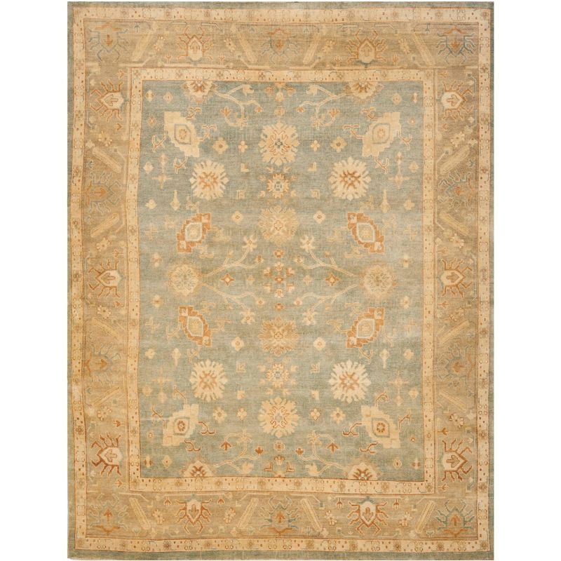 Elysian Light Blue Hand-Knotted Wool 9' x 12' Rectangular Rug