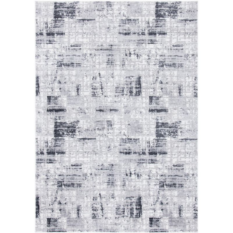 Gray and Charcoal Rectangular Synthetic Area Rug