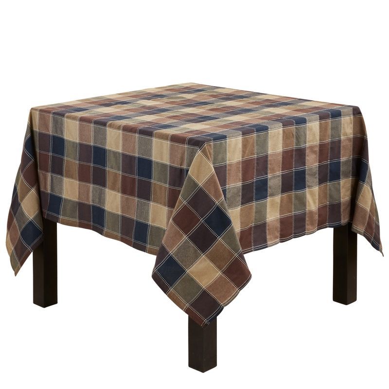 Saro Lifestyle Cotton And Poly Blend Stitched Plaid Tablecloth