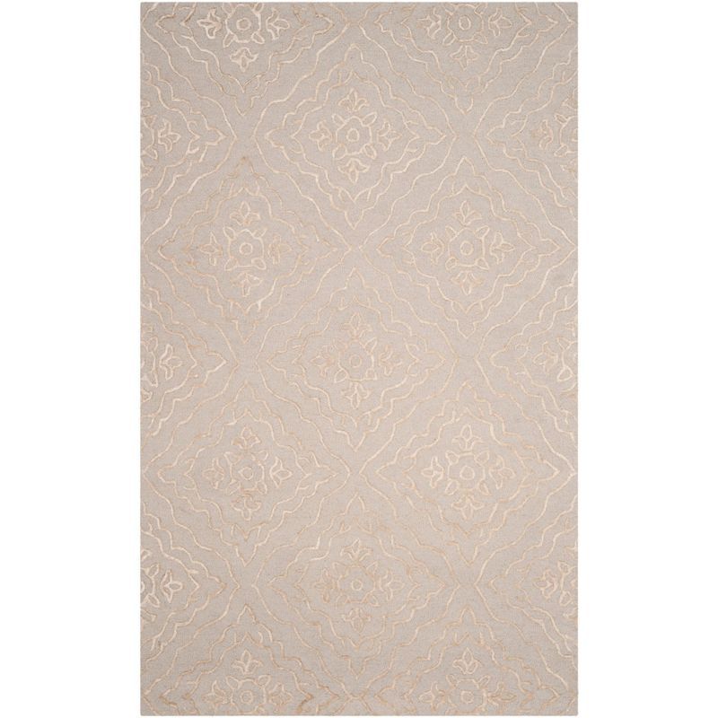 Handmade Light Blue and Taupe Tufted Wool Area Rug - 5' x 8'