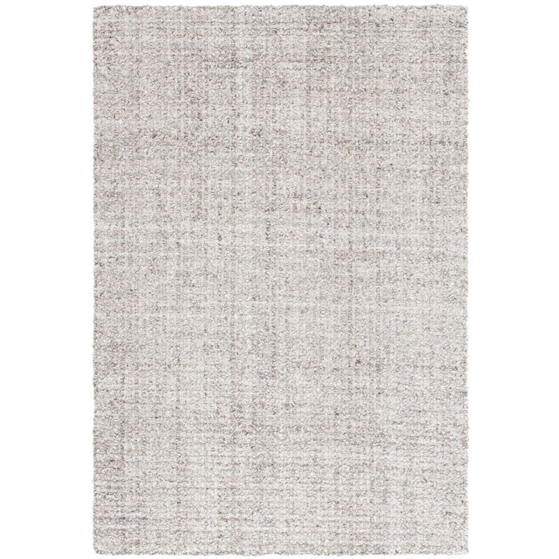 Light Brown and Grey Abstract Handmade Tufted Wool Rug, 4' x 6'