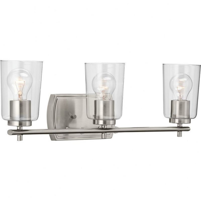 Adley Brushed Nickel 3-Light Bathroom Vanity Fixture with Clear Glass Shades