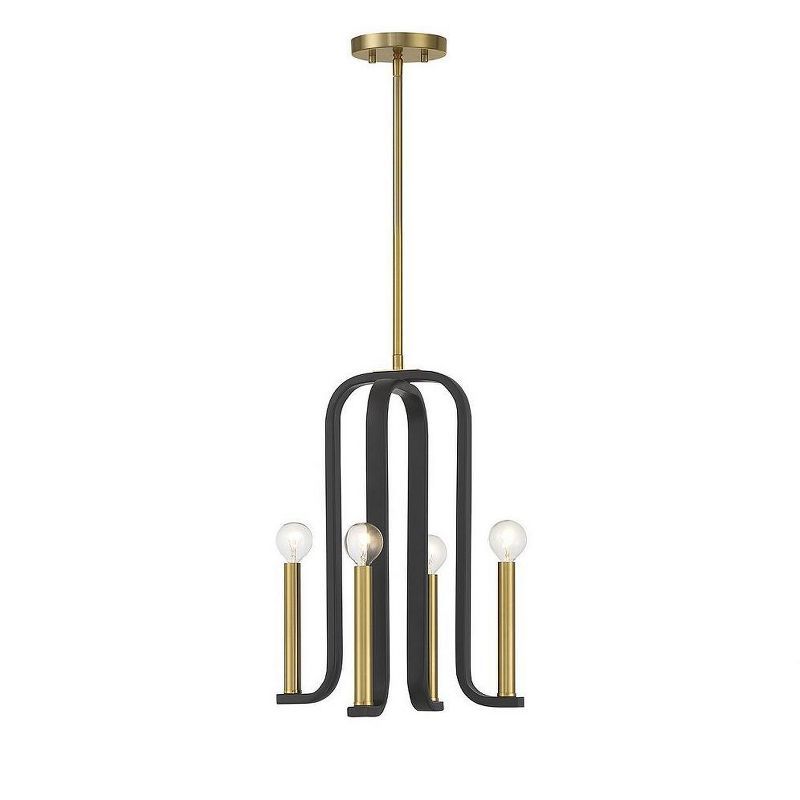 Matte Black and Brass 4-Light Adjustable Pendant