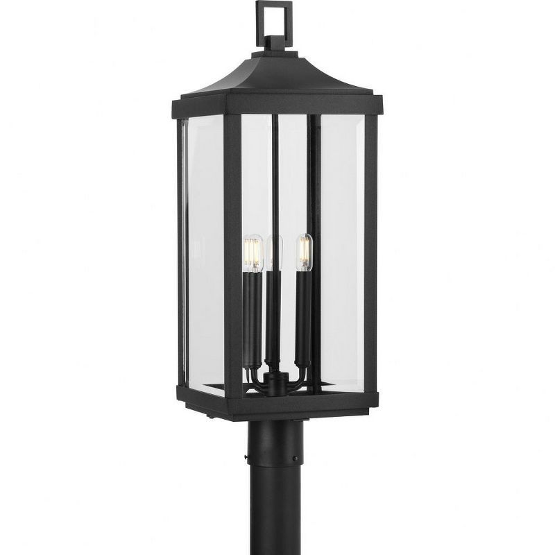 Gibbes Street Black 3-Light Post Lantern with Clear Glass