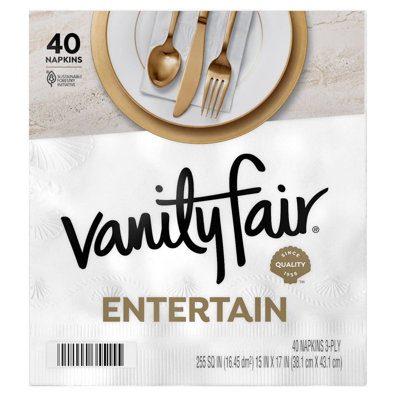 Vanity Fair White 3-Ply Dinner Napkins - 40ct