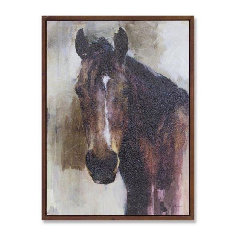 Framed Brown Horse Canvas Wall Art 31.5"H