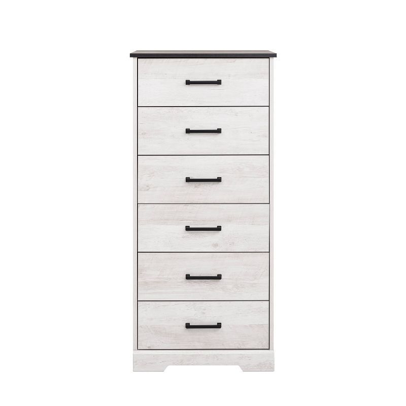 Washed White 6-Drawer Farmhouse Vertical Dresser