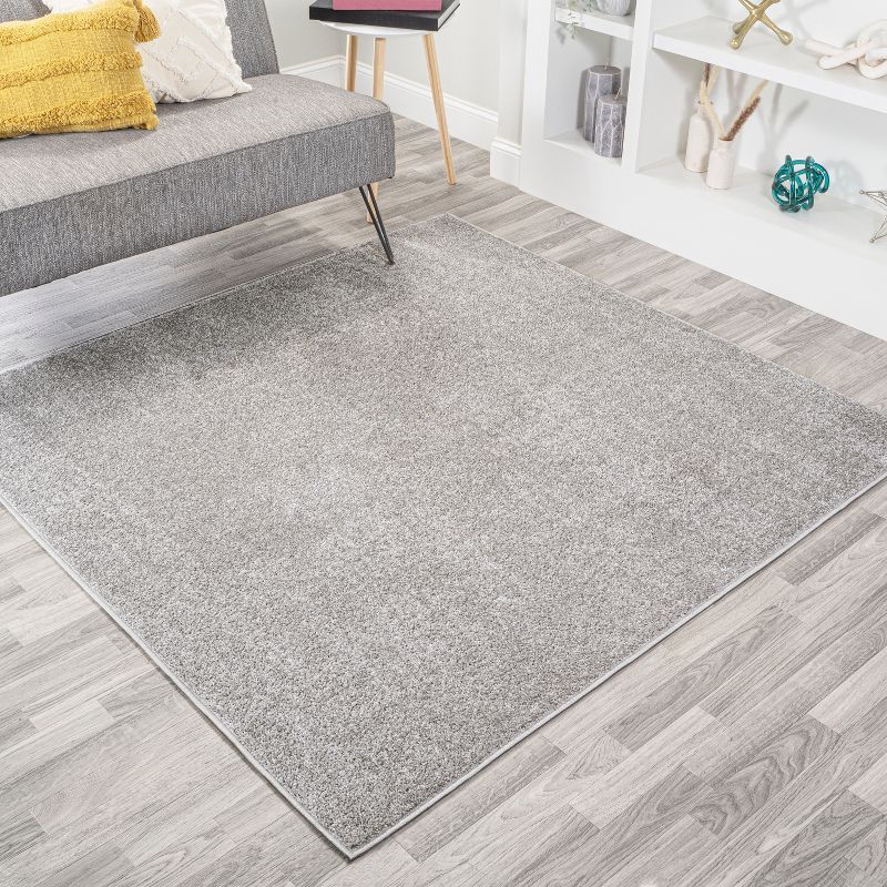 Light Gray Synthetic 9' Square Reversible Area Rug