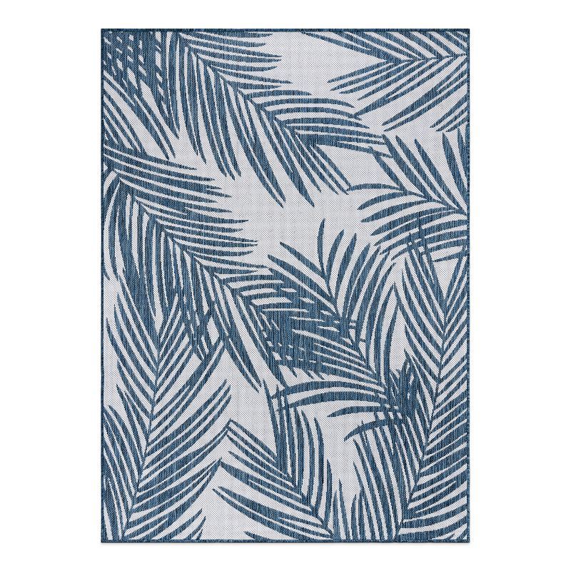 Navy and White Synthetic Flat Woven 8' x 10' Area Rug