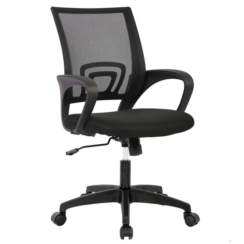 Black Mesh Ergonomic Executive Swivel Office Chair with Fixed Arms