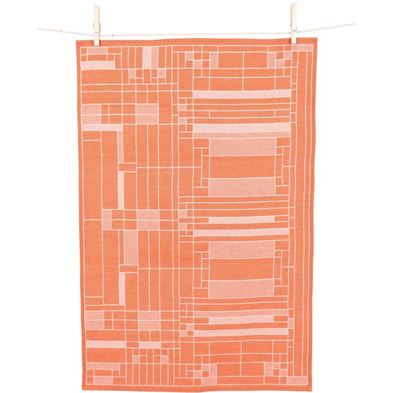 Oak Park Orange and White Cotton Jacquard Kitchen Towel Set