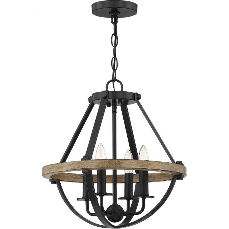 Earth Black and Wood 4-Light Teardrop Pendant Chandelier