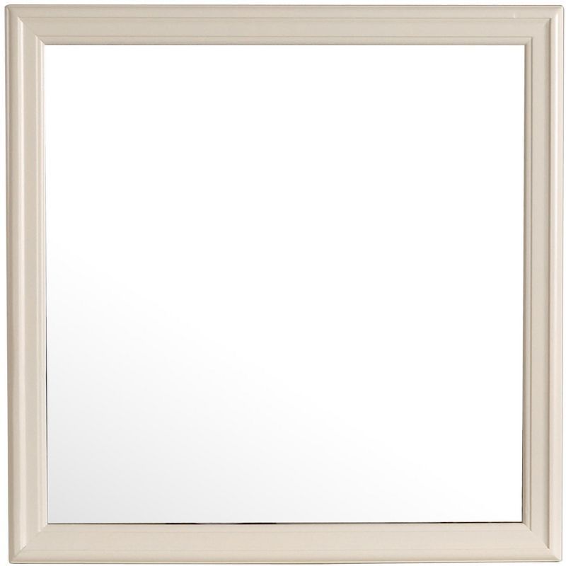 38-Inch Beige Square Wood Framed Dresser Mirror