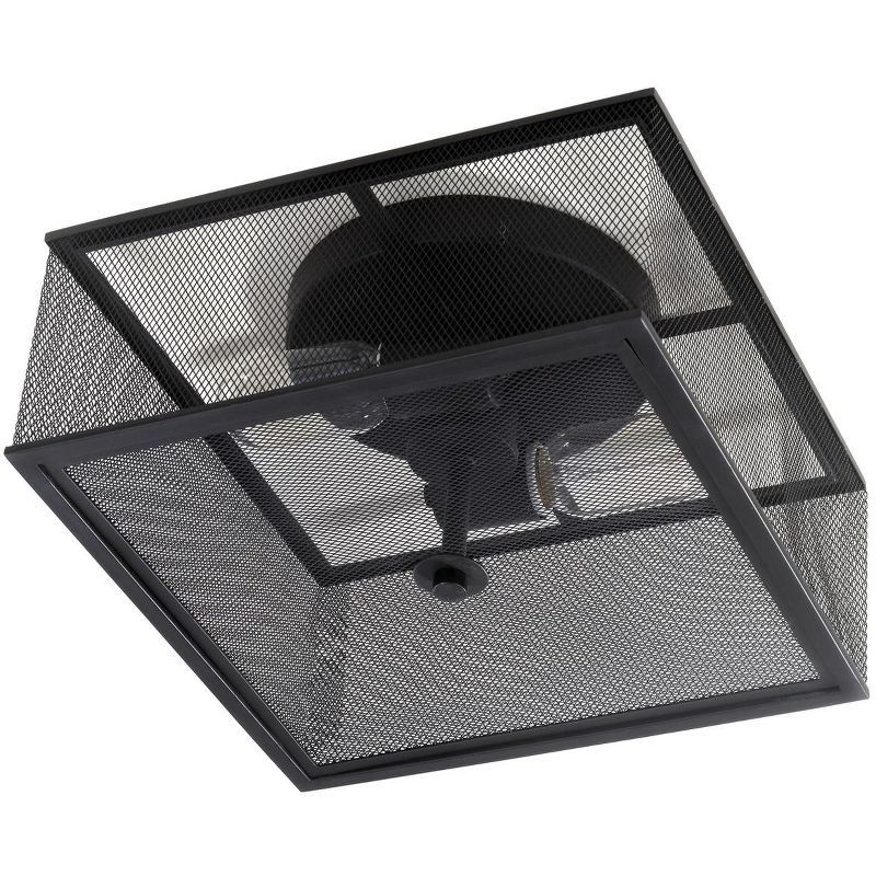 Modern Industrial Chic Black Metal Mesh Flush Mount Light