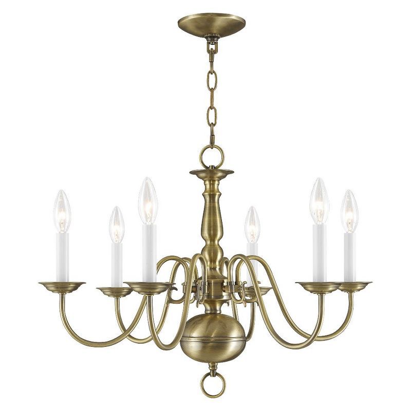 Antique Brass 6-Light Traditional Chandelier with Steel Frame