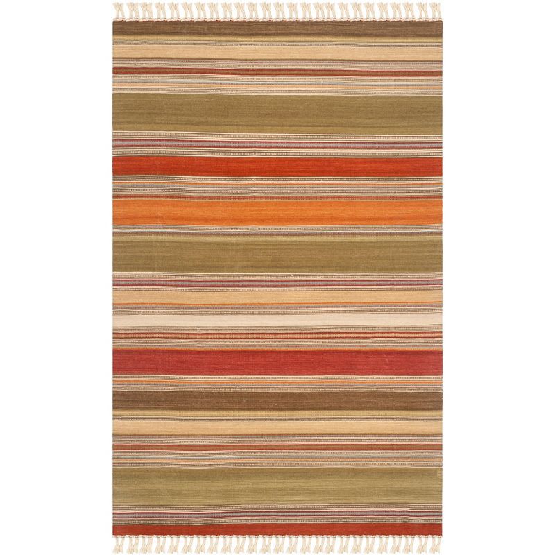 Handmade Multicolor Wool Striped 5' x 8' Area Rug