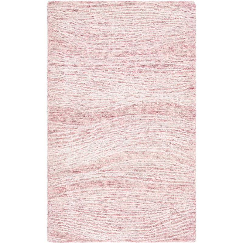 Hand-Tufted Pink and Ivory Wool Area Rug, 3x5 Feet