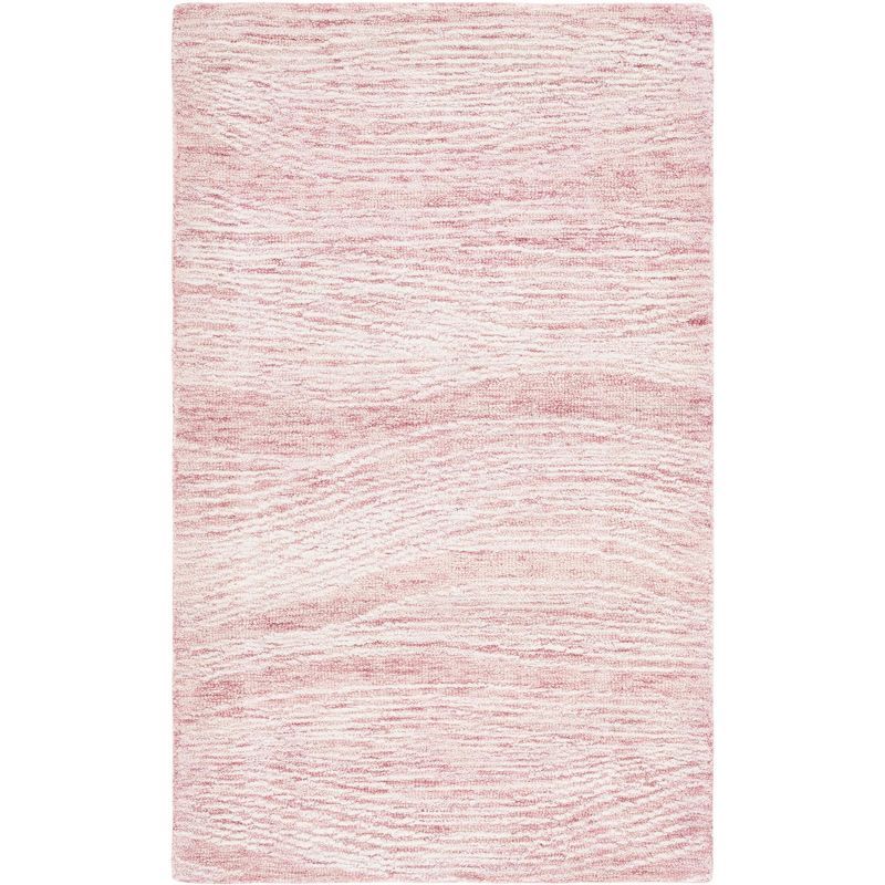 Hand-Tufted Pink and Ivory Wool Area Rug, 3x5 Feet