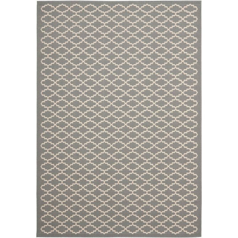 Anthracite and Beige 5' x 7' Easy-Care Synthetic Area Rug