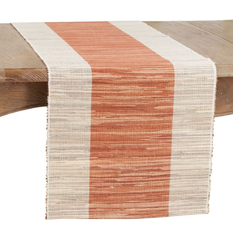 Rust and Beige Shimmering Banded Polyester Table Runner