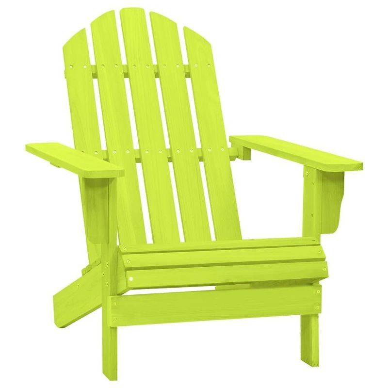 Green Solid Fir Wood Adirondack Patio Chair with Arms