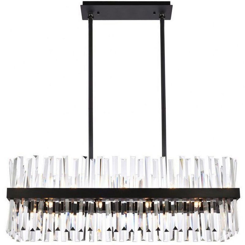 Serephina Black Crystal 20-Light Rectangular Chandelier