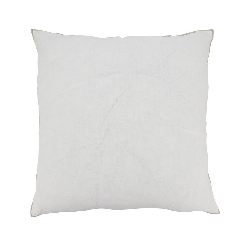 Ivory Linen Stonewashed Stitched Edge Throw Pillow Cover 20"x20"