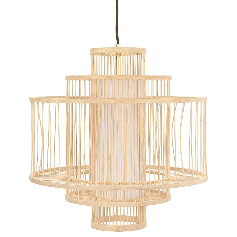 Natural Bamboo Tiered Drum Pendant Light