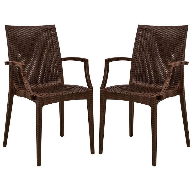 Modern Weave Design Brown Polypropylene Dining Chair - Set of 2