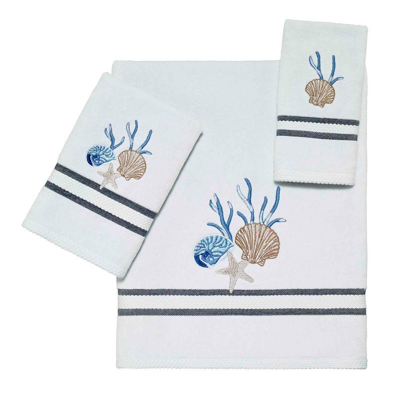 Blue Lagoon Embroidered Cotton 3-Piece Towel Set