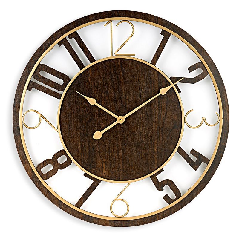 Sorbus 24" Brown Wooden Oversized Wall Clock