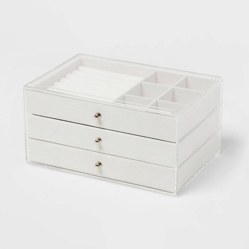 Cream and Gold 3-Drawer Acrylic Accessory Organizer