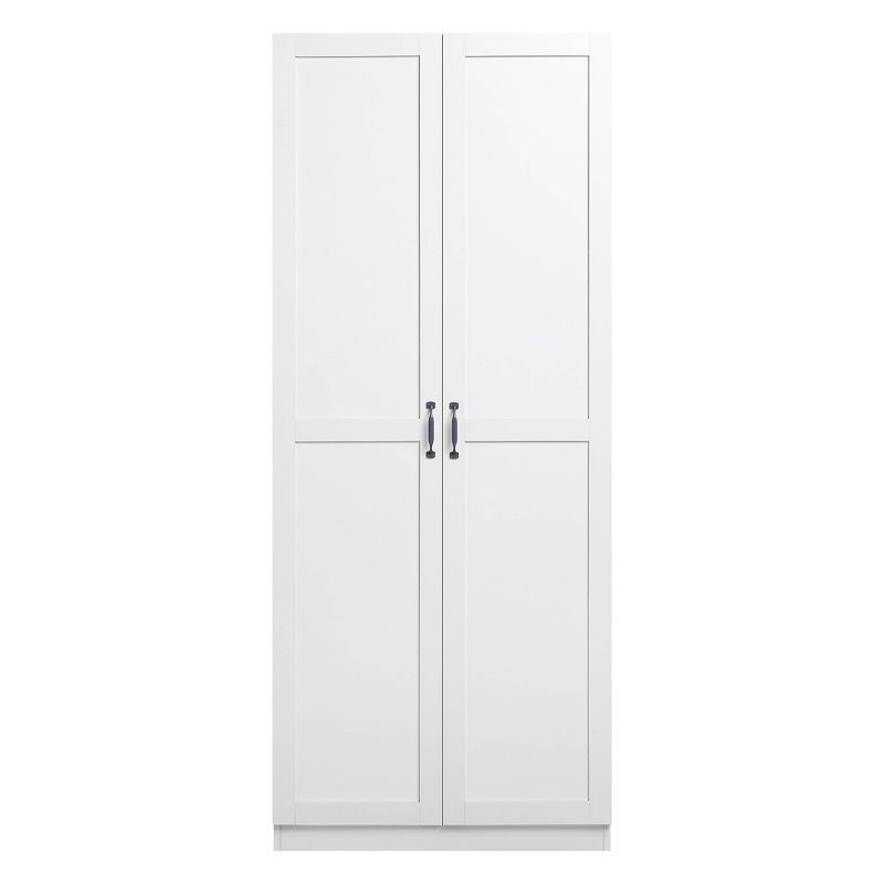 White Matte Freestanding Wardrobe with 7 Shelves