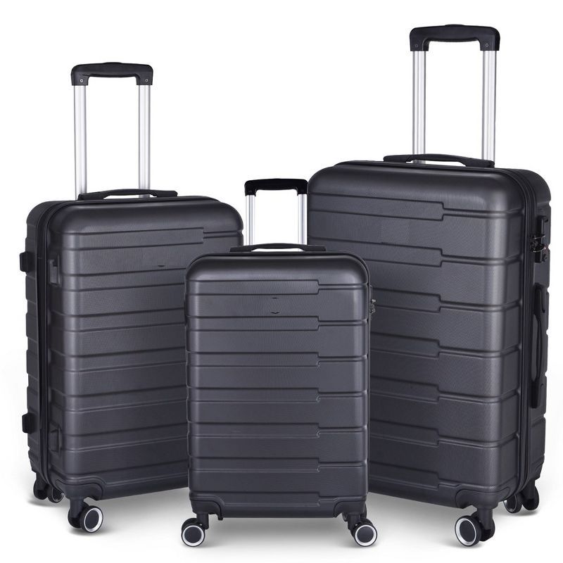 Black 3-Piece Hardshell Spinner Luggage Set with Built-In Lock