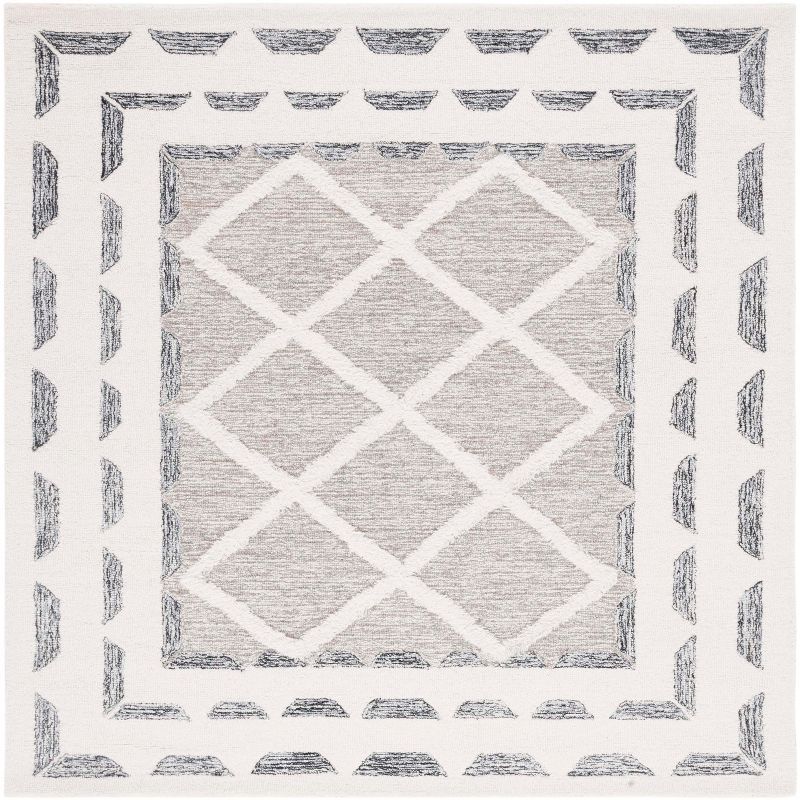 Luxurious Casablanca Square Gray Wool 6' Shag Area Rug