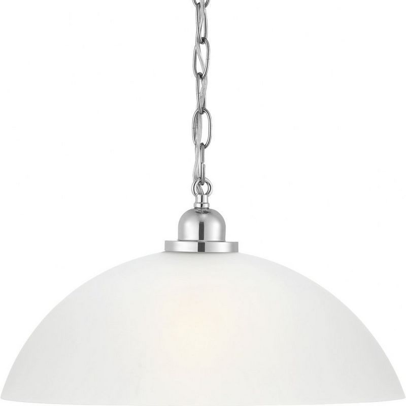 Classic Chrome Glass Dome Pendant Light with Etched Shade