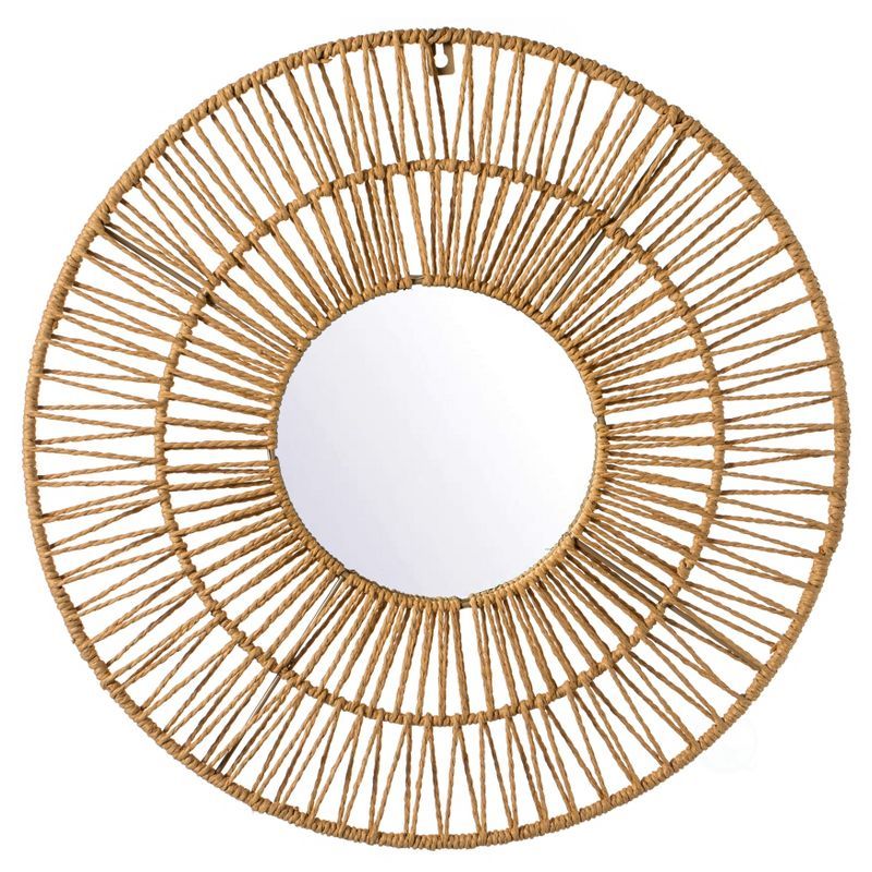 Bohemian Sunburst Bamboo Round Wall Mirror 20"