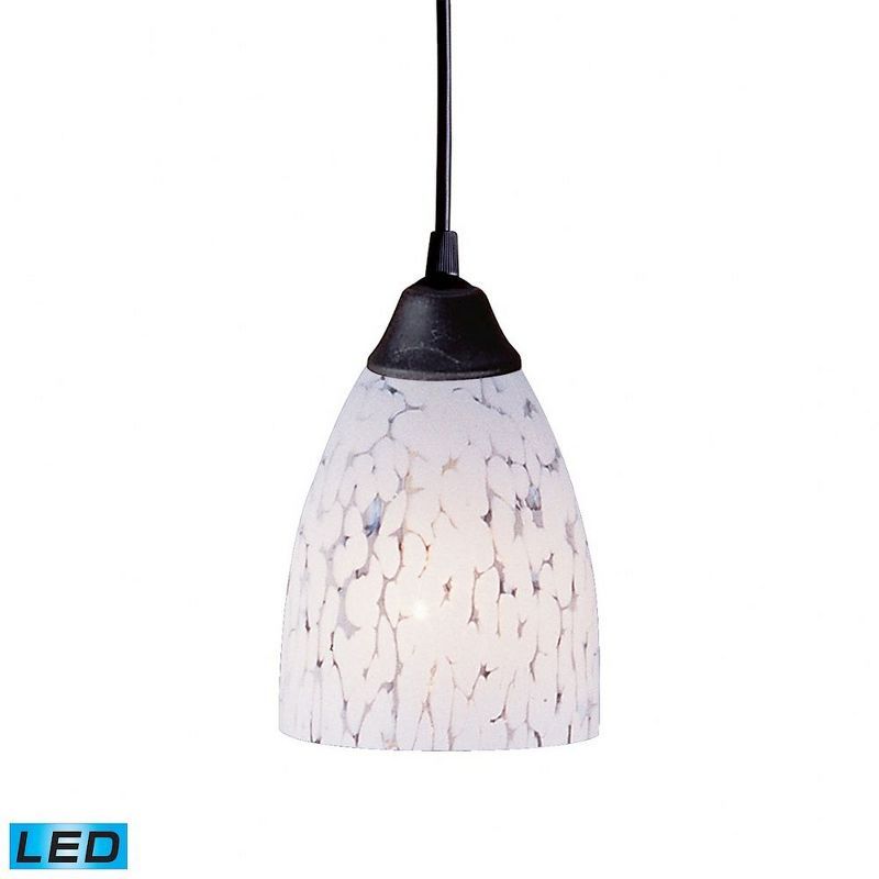 Snow White Glass LED Pendant Light with Dark Rust Finish