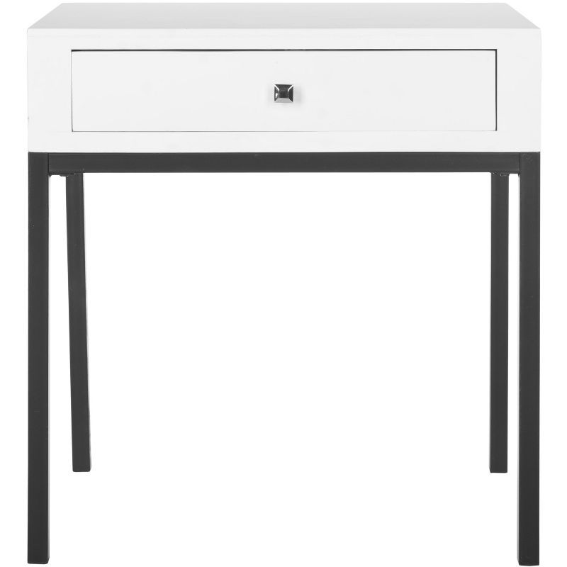 White Rectangular Wood Accent Table with Storage Drawer