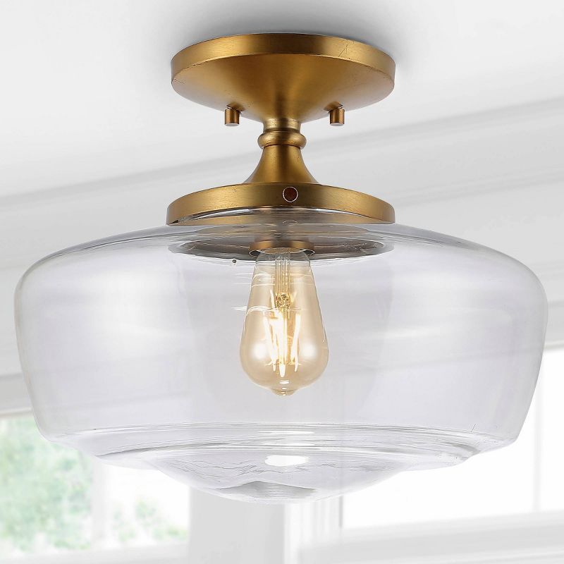 Marfa 17" Brass Gold Glass Farmhouse Modern LED Flush Mount