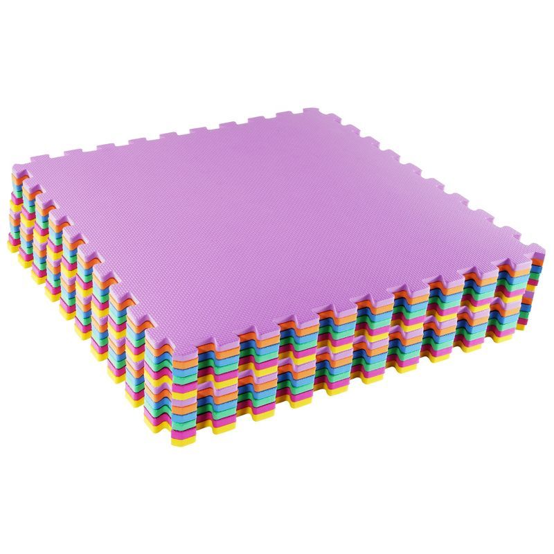 Multicolor EVA Foam Interlocking Exercise Mat Tiles, 24" x 24"